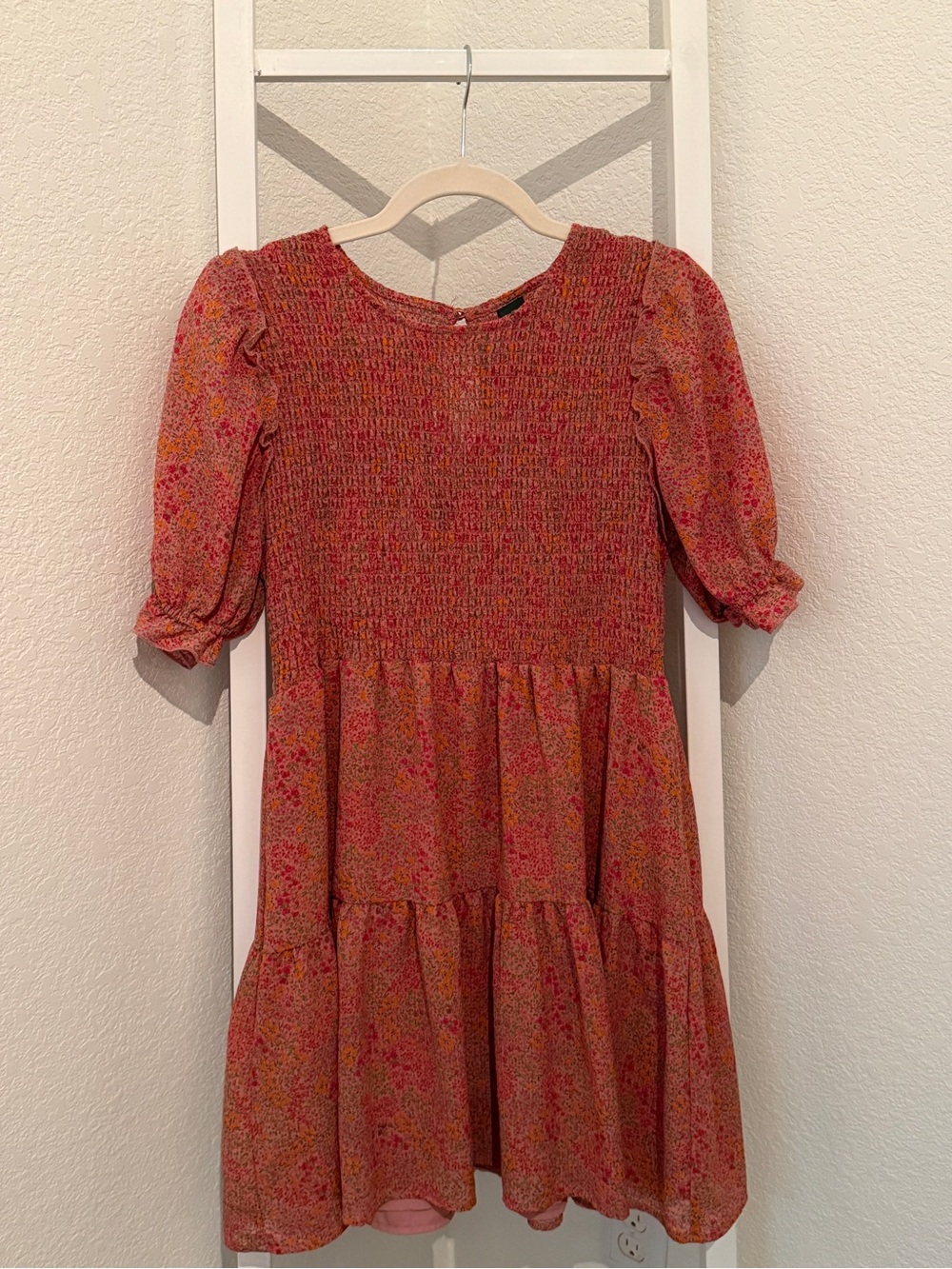 wild fable Fall Floral Smocked Tiered Dress with Puff Sleeves